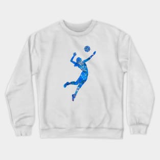 Volleyball player girl blue art Crewneck Sweatshirt